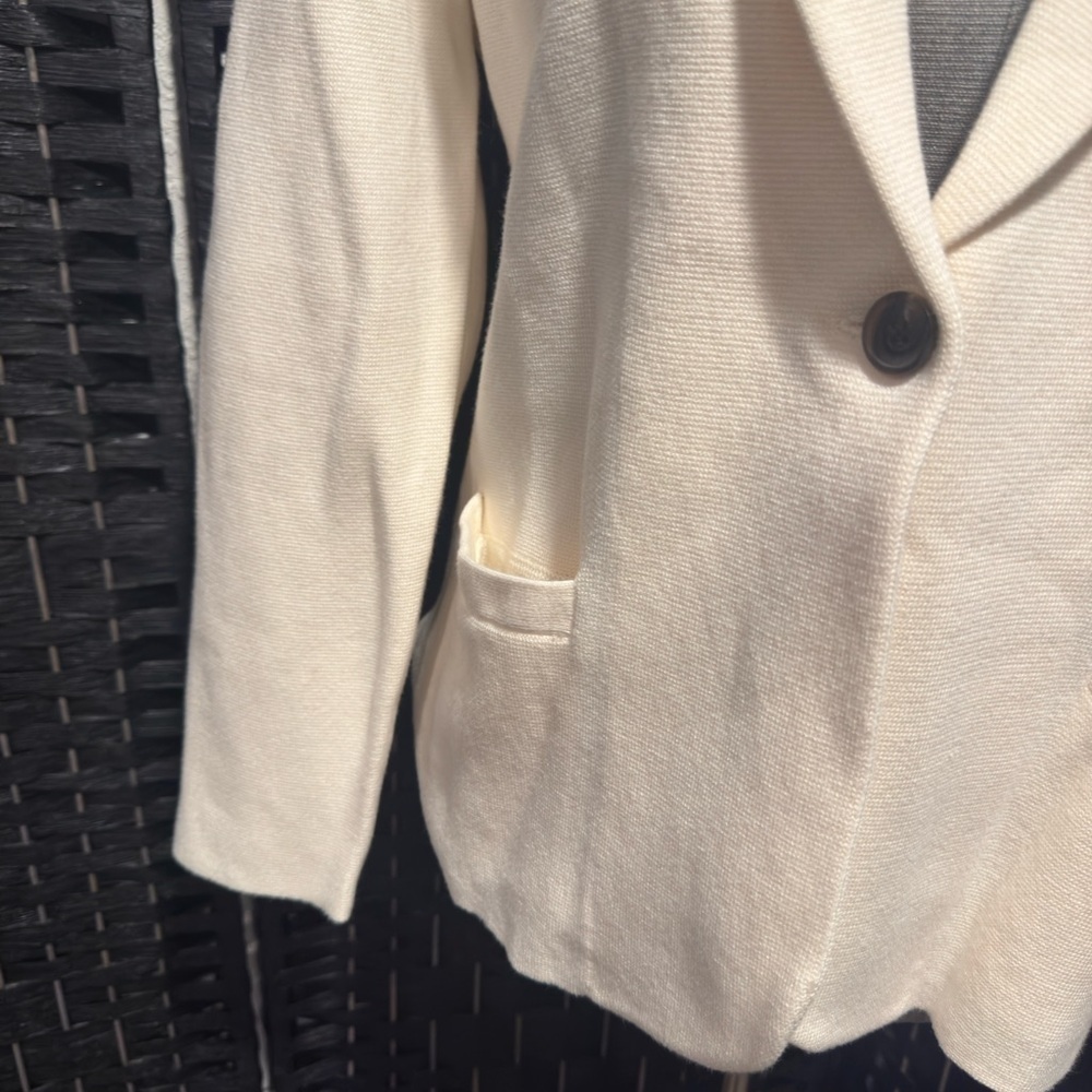J. Crew Cream Women's Sweater Blazer w pockets. NWT Sz L petite - Picture 2 of 9